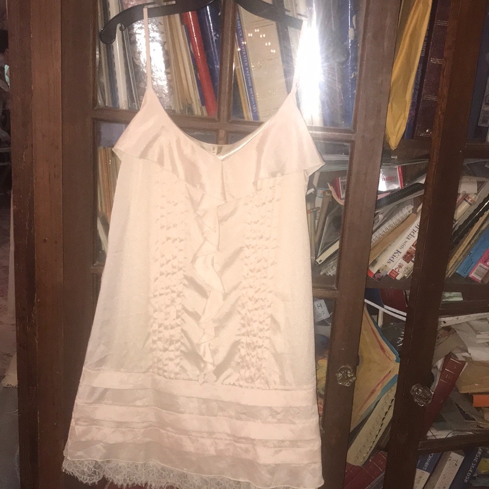 Cream silky strappy dress with slip